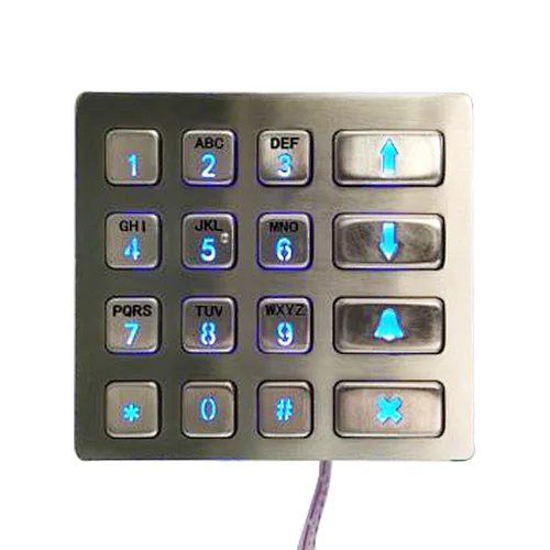 Rs485 16 Keys Industrial Weatherproof Metal Led Backlight Keypad