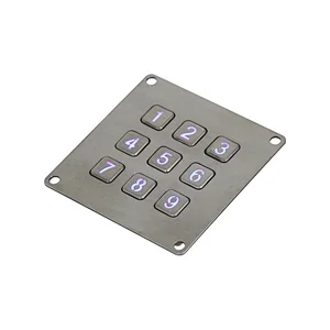 3x3 Customized Metal Backlight Ip65 Waterproof Outdoor Keypad