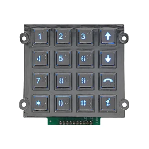 16 Braille Keys Led Backlight Industrial Keypad