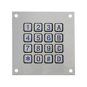 Numeric 4x4 Layout 16 Buttons Blue Leds Weatherproof Metal Keypad