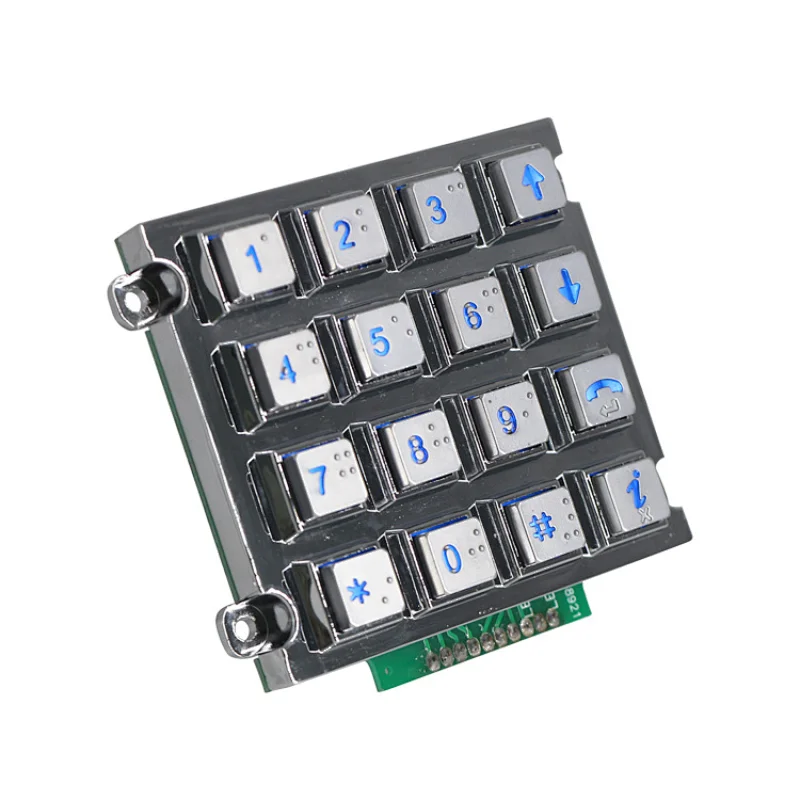 16 Braille Keys Led Backlight Industrial Keypad