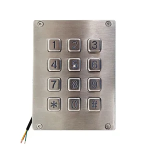 12 Keys Metal Ip65 Waterproof Illuminated Access Control Keypad