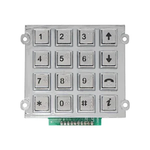 4x4 Zinc Alloy Keypads For Public Machines With Braille Keys