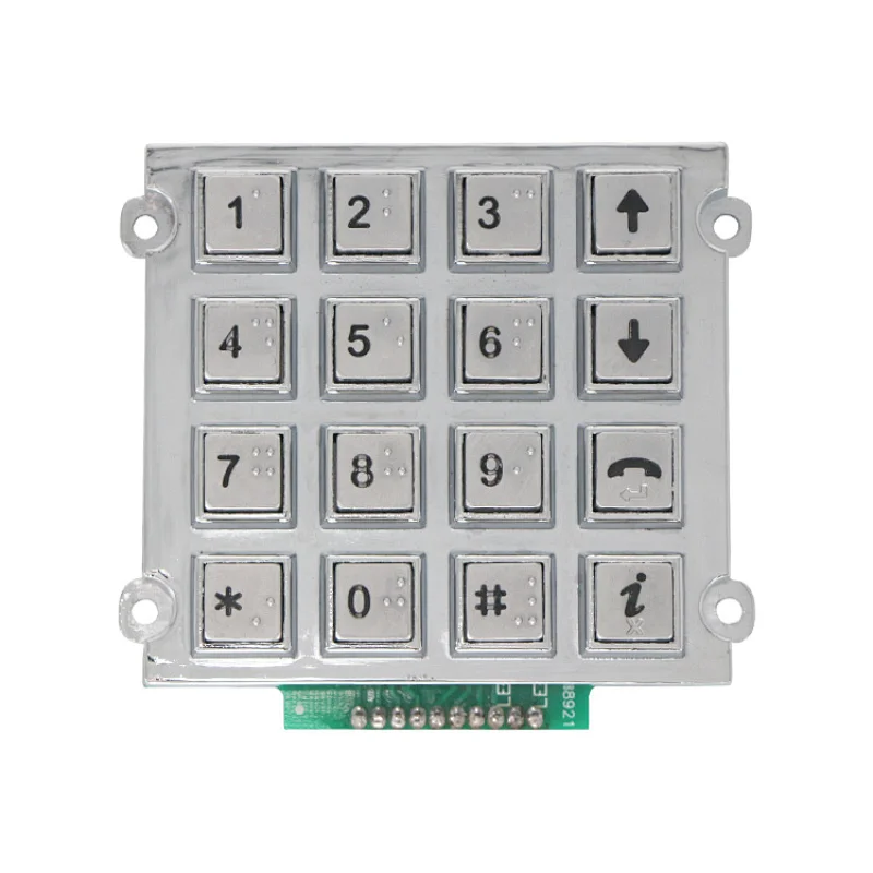 4x4 Zinc Alloy Keypads For Public Machines With Braille Keys