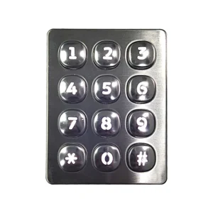 Round Button Waterproof 3x4 12 Buttons Illuminated Payphone Keypad