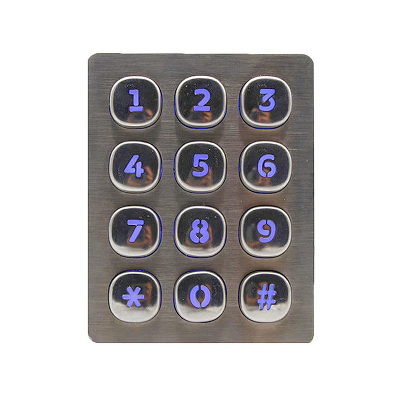 Round Button Waterproof 3x4 12 Buttons Illuminated Payphone Keypad