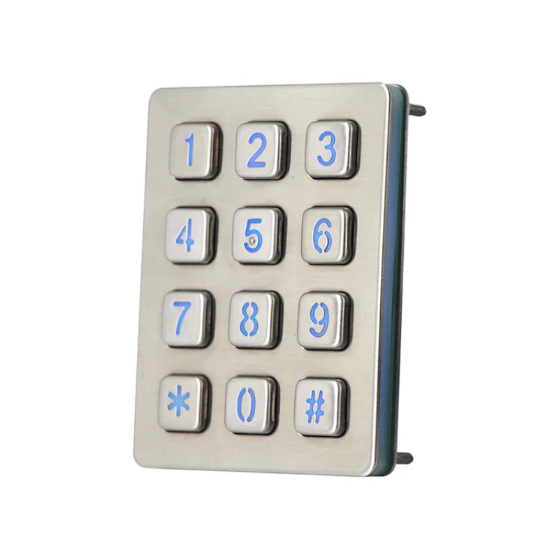 12 Keys Metal Ip65 Waterproof Illuminated Access Control Keypad