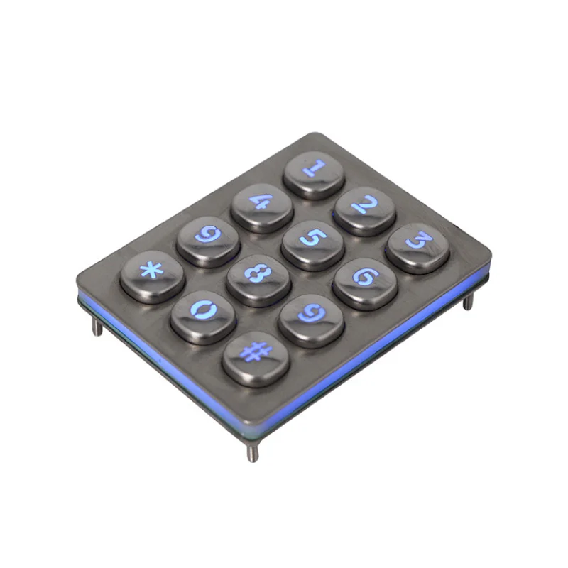 Round Button Waterproof 3x4 12 Buttons Illuminated Payphone Keypad