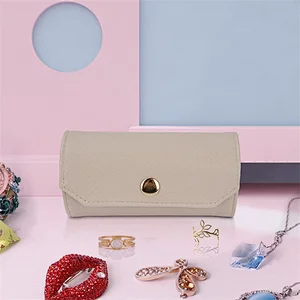 Custom jewelry box with pouch soft velvet PU leather ring earring necklace organizer jewelry roll bag