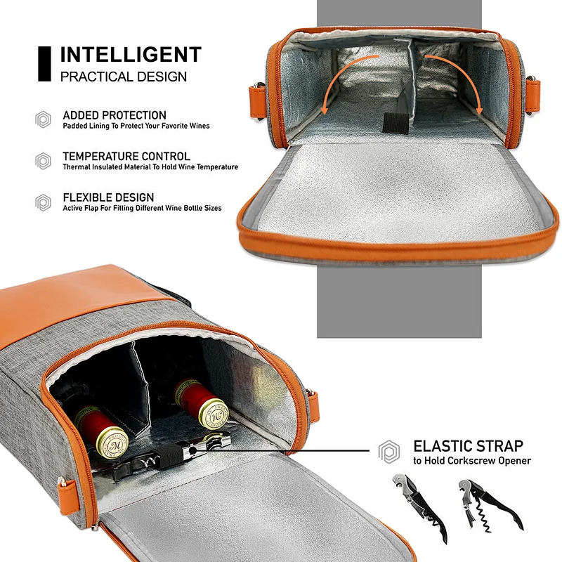 Wine Travel Bag with Shoulder Strap and Padded Protection | Wine Cooler Bag