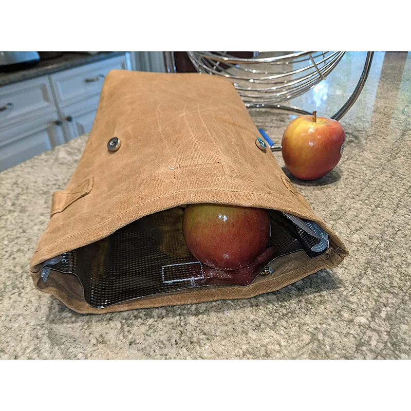 Thermal office box tote cooler waxed canvas lunch bag with Handle Magnetic Buttons to Maintain Retro Insulated Lunch Bag Box