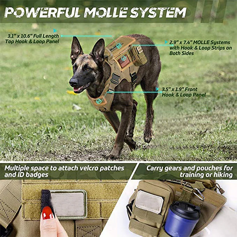 Large Tactical Dog Training Walking Hiking Vest Military Working tactical dog harness vest