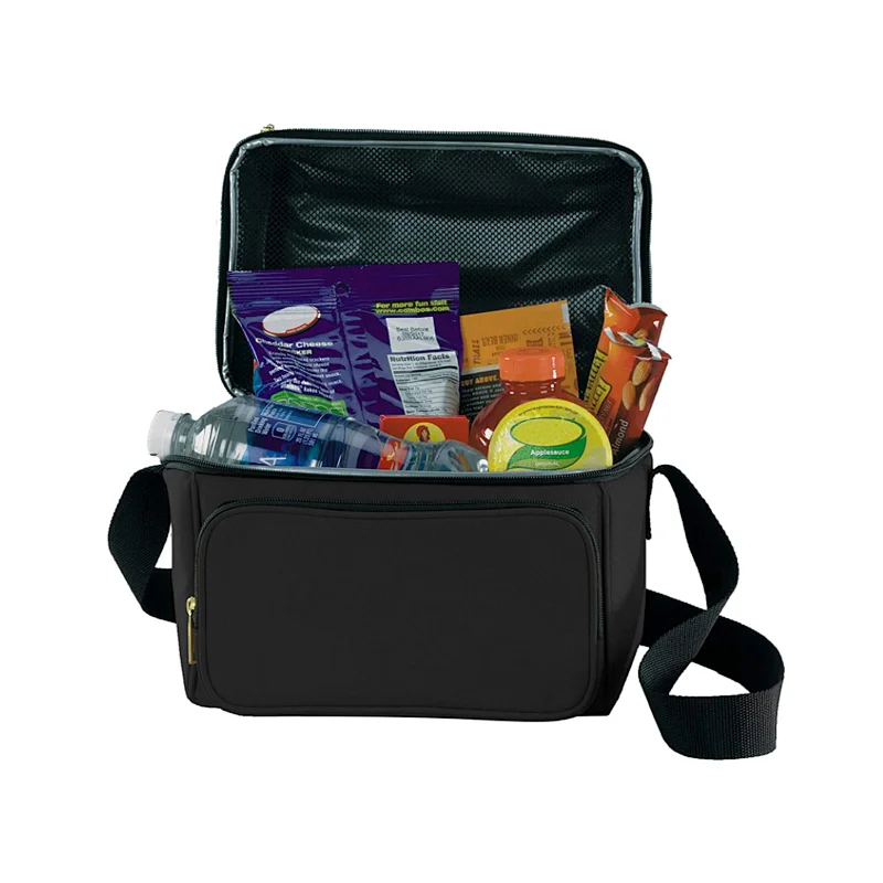 Black Deluxe Dual Compartment Insulated Lunch Cooler Bag Camping Cooler Box