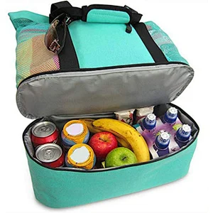 2020 New Beach Mesh Beach Tote Food Bag with Insulated Picnic Cooler bags for food food storage bags