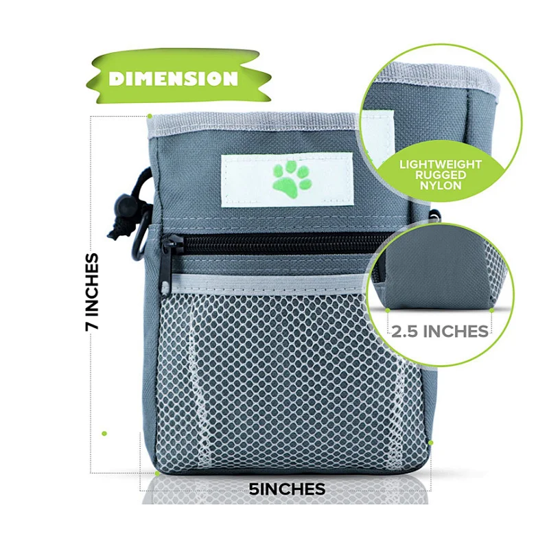 Dog Treat Pouch Carries Treats Built-in Bag Dispenser Waste Trash Food Poop Bag Holder