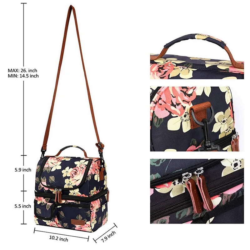 Double Deck Insulated Lunch Box Large Cooler Tote Bag Lunch Box Bag Adults
