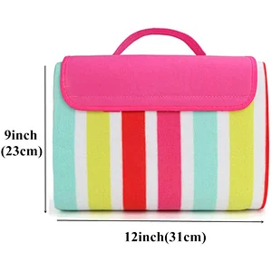 Compact Water-Resistant Picnic Blanket Tote with Soft Fleece backing