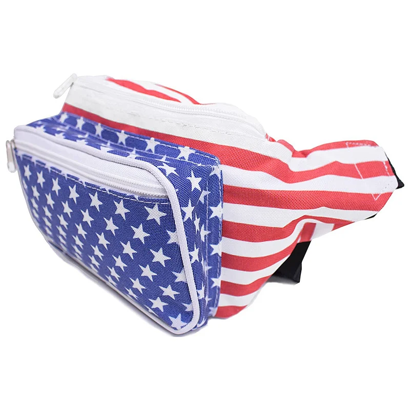 Fanny Pack Retro USA American Flag Waist Bag Hip Belt Pouch Travel Purse Men Women