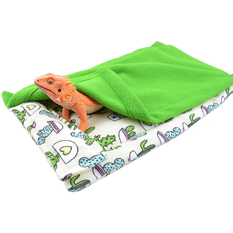 Reptile Sleeping Bag with Pillow and Blanket for Bearded Dragon Leopard Gecko Lizard