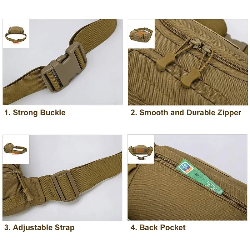 Durable More Pockets Canvas Waist Bag Multi-Purpose Fanny Packs Waist Bag Tactical