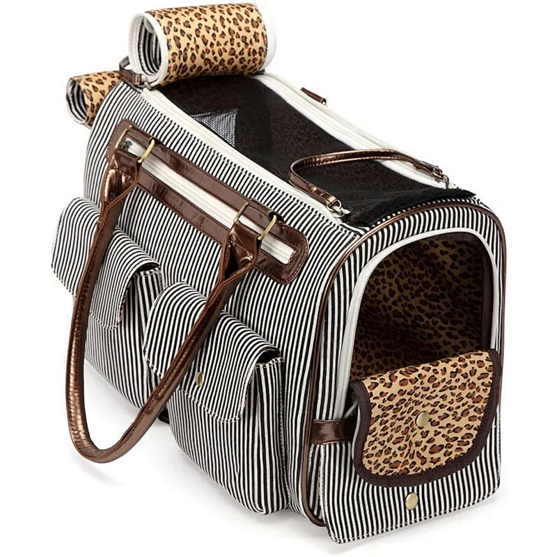Customized Fashion Dog Cat Pet Carrier Bags Travel Mesh Pet Tote Handbag