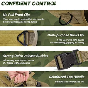 Large Tactical Dog Training Walking Hiking Vest Military Working tactical dog harness vest