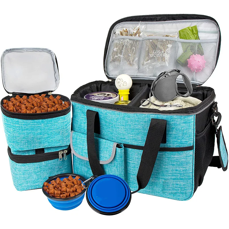 Dog Travel Bag Airline Approved Tote Organizer with Multi-Function Pockets Food Container Bag