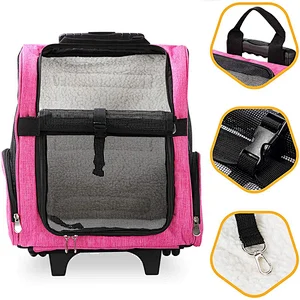 Deluxe Pet Carrier Backpack Heavy Duty Dog Cats Travel Rolling dog  pet carrier with wheels