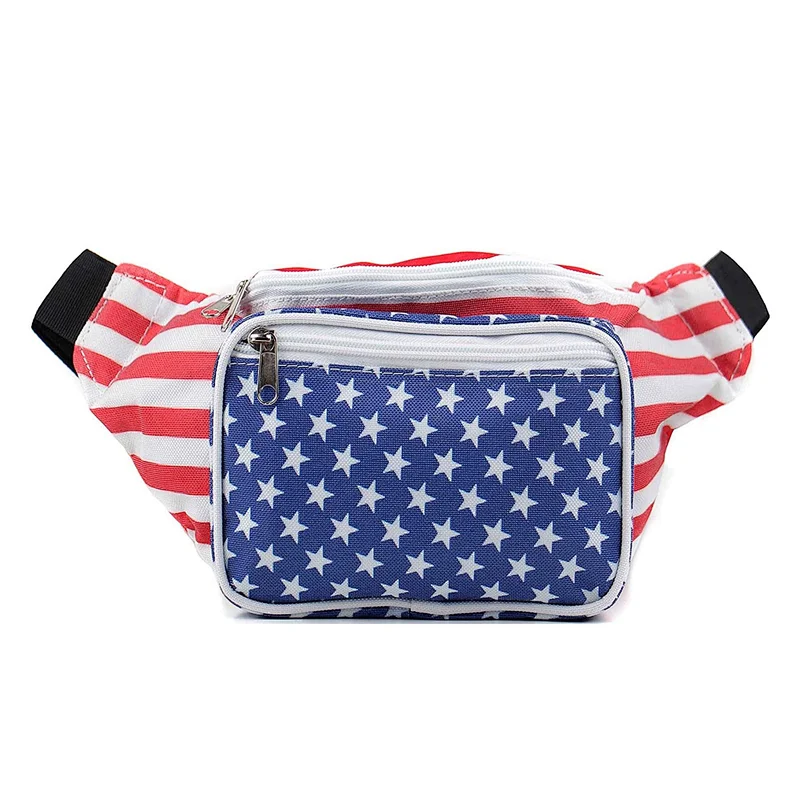 Fanny Pack Retro USA American Flag Waist Bag Hip Belt Pouch Travel Purse Men Women