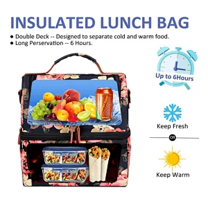 Double Deck Insulated Lunch Box Large Cooler Tote Bag Lunch Box Bag Adults