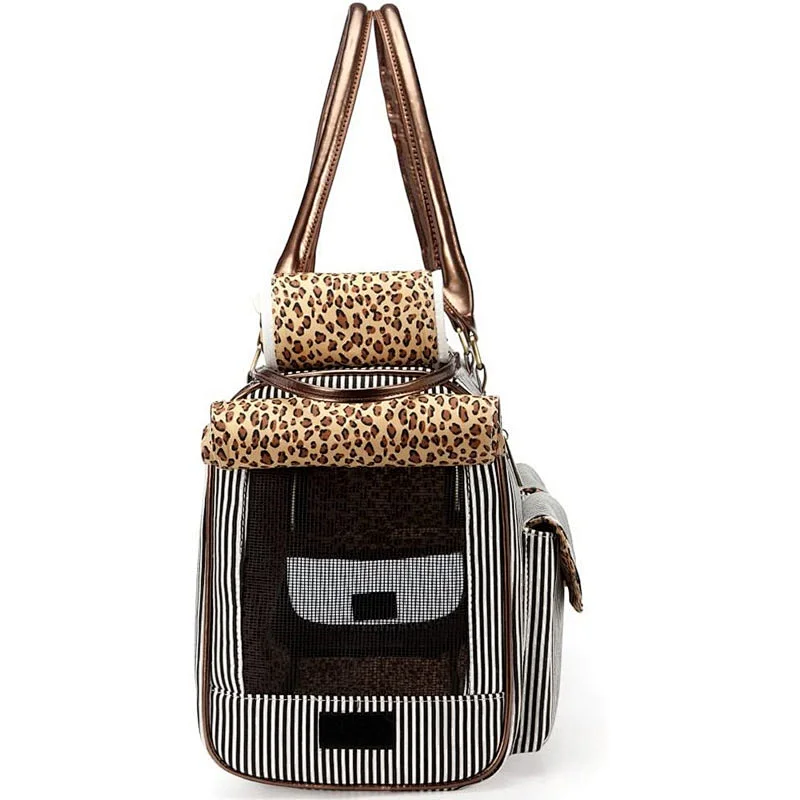 Customized Fashion Dog Cat Pet Carrier Bags Travel Mesh Pet Tote Handbag