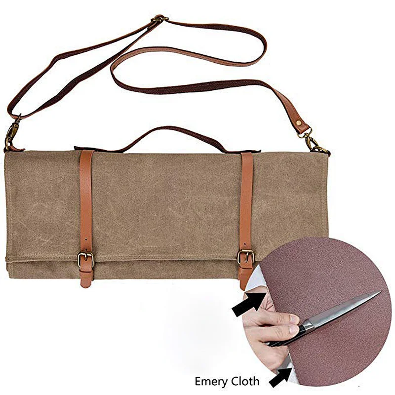 2021 custom Travel Cutlery Camp Knife Accessories Tool Roll Storage Bag waxed canvas tool bag  knife bag chef