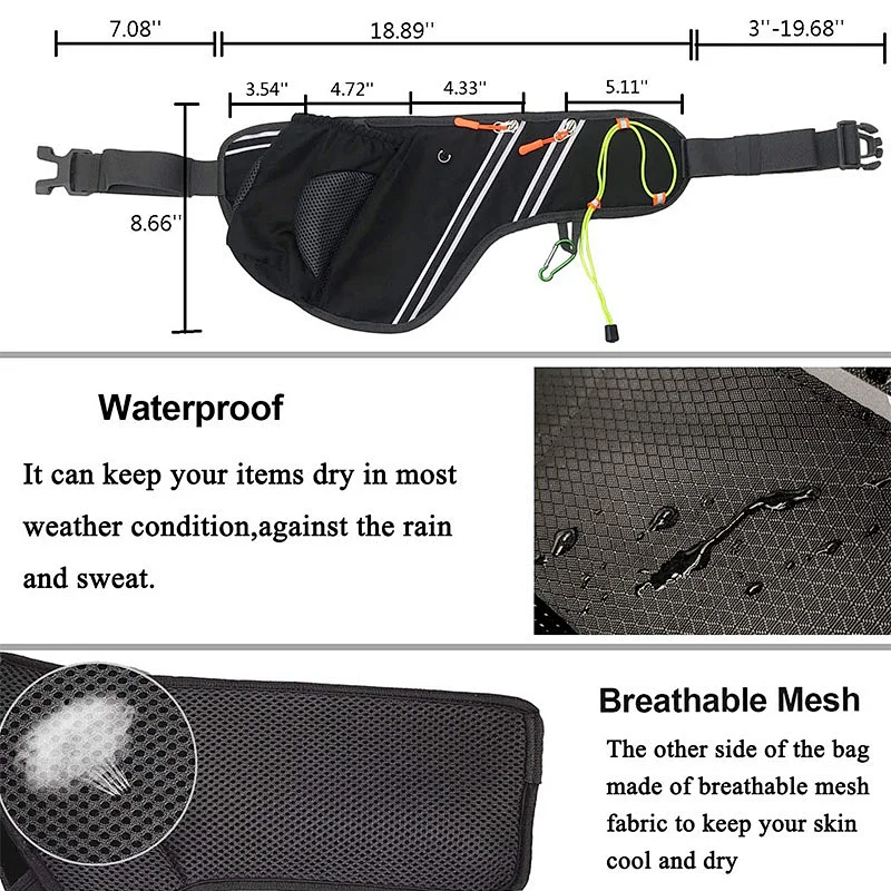 With Water Bottle Holder Travel Sports Fitness Adjustable Running Pouch Running Belts Waist Bag Fanny Pack