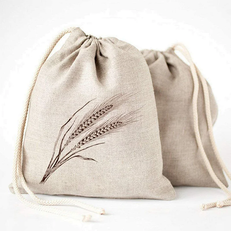 100% large flax linen artisan Linen Bread Bags Natural Unbleached Linen Reusable Food Storage Bag