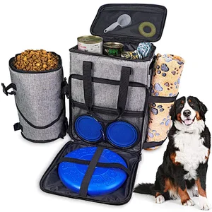 Pet Cat Weekend Organizer Bag Accessories Bowl Food Carriers Bag Tote Dog Travel Bag Backpack