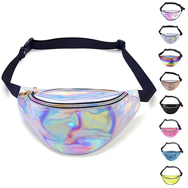 2020 wholesale waterproof cute fashion Stylish Shiny Neon Travel Waist Pack fanny pack ladies