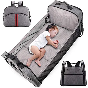 Portable Folding Mummy Bag Baby Diaper Bag Backpack with Bed