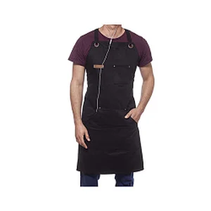 Coffee shop restaurant apron leather denim apron men and women leather strap customized cooking apron