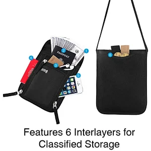 Travel Pouch Neck Wallet Family Passport Holder Organizer Case with RFID Blocking,Security Zipper Concealed Organized Wallet