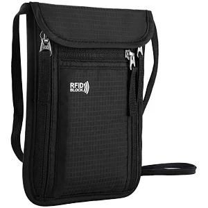 Travel Pouch Neck Wallet Family Passport Holder Organizer Case with RFID Blocking,Security Zipper Concealed Organized Wallet