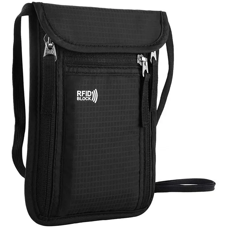 Travel Pouch Neck Wallet Family Passport Holder Organizer Case with RFID Blocking,Security Zipper Concealed Organized Wallet
