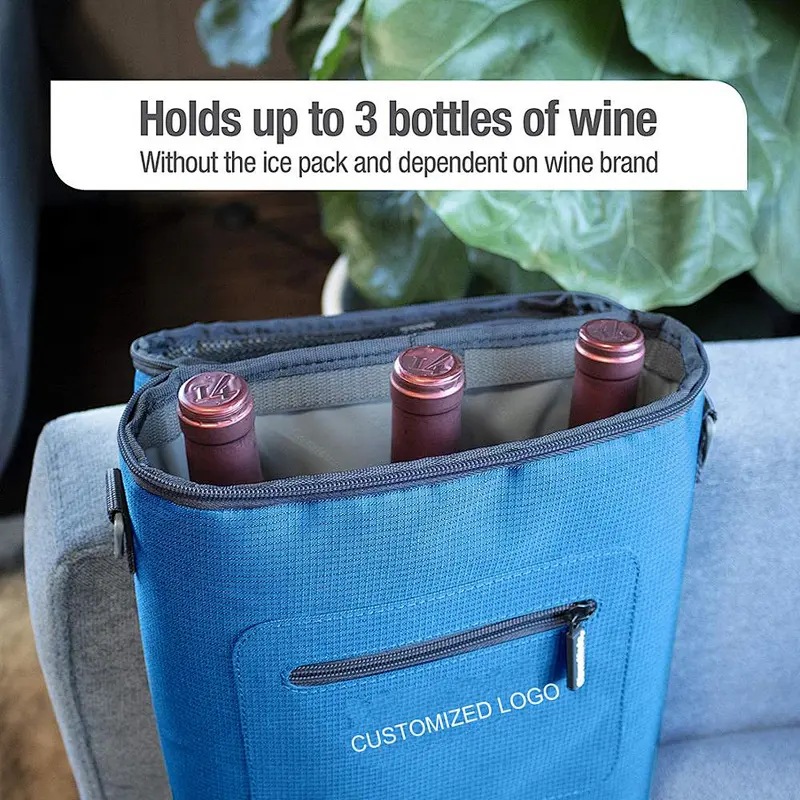 Factory supplier 3 bottles of wine Carrier Travel Insulated Wine Carry Cool Tote Bag with Shoulder Strap Wine Bag Cold Storage Bag Wine Insulated Storage Bag Bottle Bag Bringing Wine Party Wine Case Party Cherry Blossom Barbecue Handbag Bottle Case