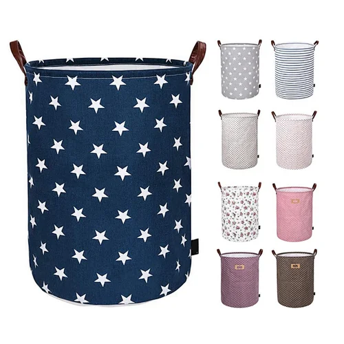 Freestanding Laundry Basket With Lid Collapsible Large Drawstring Clothes Hamper Storage Laundry Bags & Basket with Handle