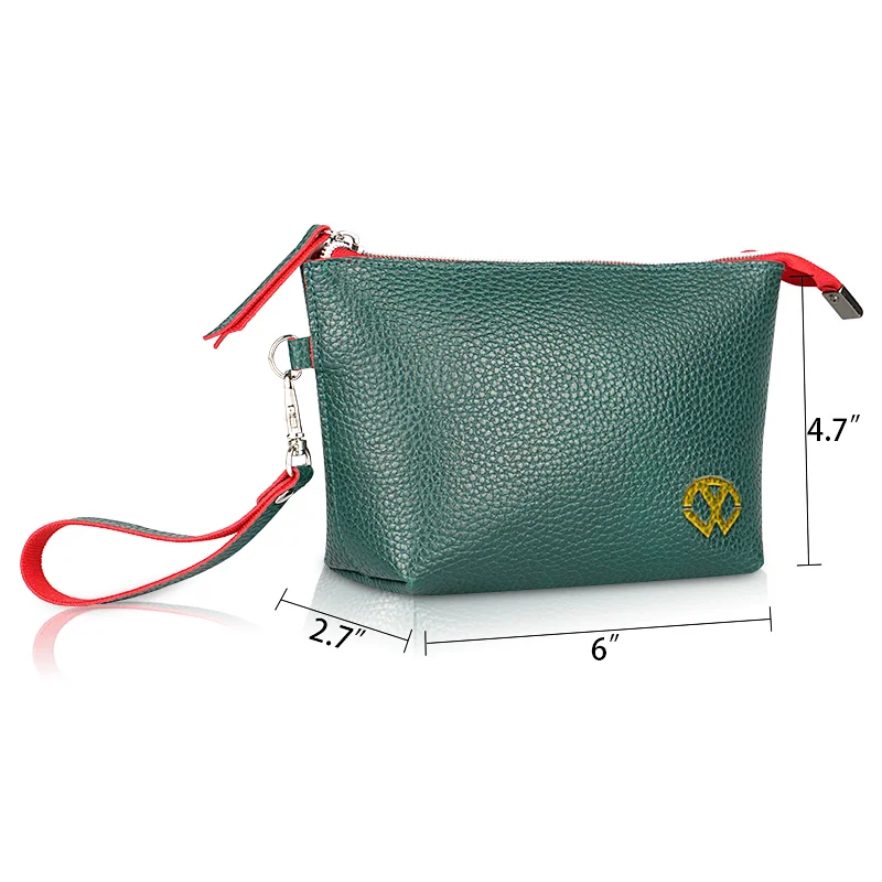 Custom waterproof organizer green pink pu travel makeup bag cosmetic bag