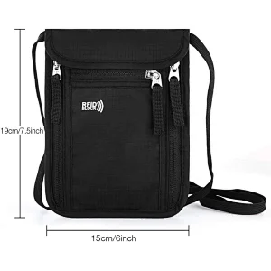 Travel Pouch Neck Wallet Family Passport Holder Organizer Case with RFID Blocking,Security Zipper Concealed Organized Wallet