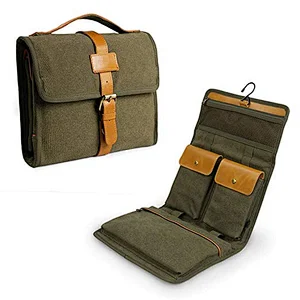 Travel men's toiletry roll/folding portable canvas toiletry bag