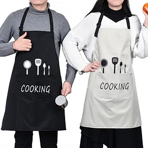 Personalized Kitchen Aprons 2pcs Waterproof Polyester Aprons for Men and Women