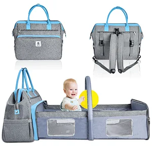 fashion new nappy bag custom waterproof babi bag baby diaper backpack with bed