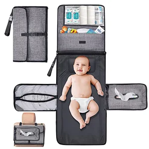 Outdoor Large Capacity 6 Pockets Baby Diaper Bag Travel Portable Diaper Changing Pad Baby