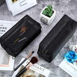 Clear Cosmetic Bags Zip Makeup Mesh Bags Pencil Case Pouch Travel Toiletry Kit Set Storage Case
